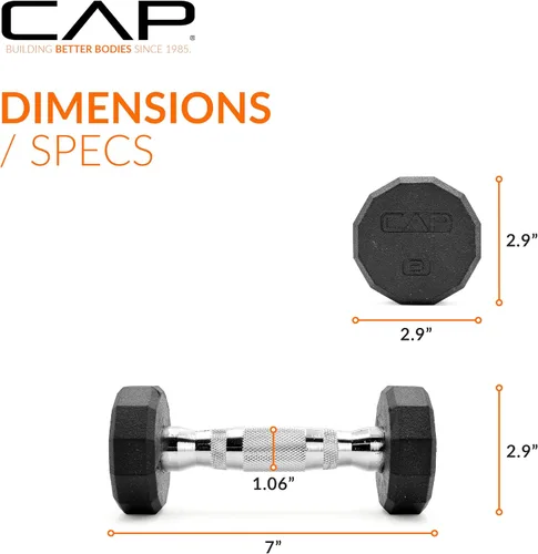 Vista 4 de CAP Barbell Peso de la mancuerna hexagonal recubierta, individual, 10-120 libras, múltiples opciones