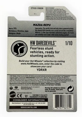 Vista 2 de Hot Wheels 2017 Mazda Repu Gris HW Daredevils Nuevo Modelo 286/365