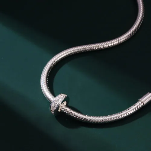 Vista 54 de 925 plata esterlina espaciador encanto grano con CZ transparente para pulseras Pandora Charms