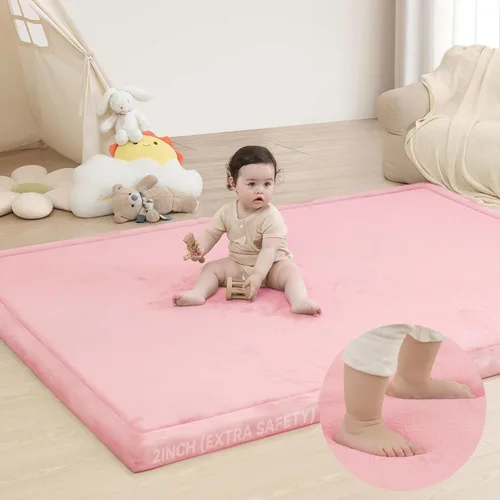 Vista 70 de Huloo Sleep - Tapete de juego para la habitación de bebés y niños pequeños, anticaídas, de espuma elástica de 1.3" de grosor, 28" x 72", terciopelo