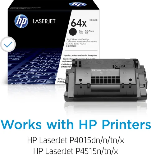 Vista 2 de HP Cartucho de tóner negro de alto rendimiento 64X Funciona con LaserJet P4015, Serie P4515 CC364X