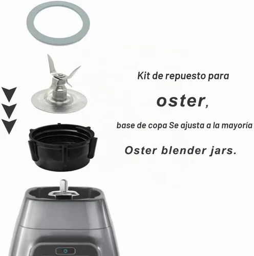 Vista 5 de Para Oster Blender Piezas de Repuesto Blender Cuchilla de Trituradora de Hielo con Tapa Base Tarro Acoplamiento Perno Eslingor Pin y 2 Junta