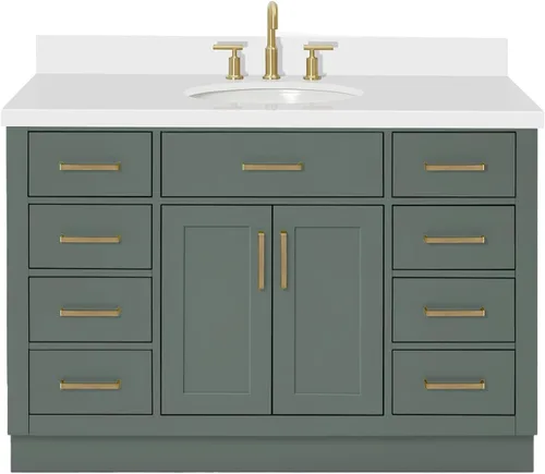 Vista 37 de ARIEL Hepburn - Tocador de baño de 30 pulgadas con fregadero, madera maciza, encimera y protector contra salpicaduras de cuarzo blanco puro de 1.5