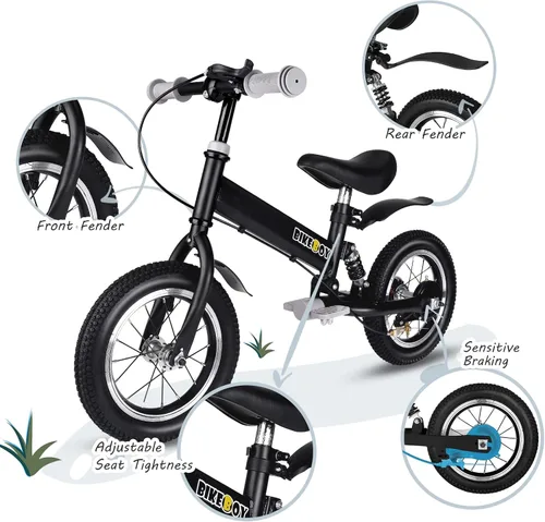 Vista 3 de Balance Bike 2 in 1,The Dual Use of a Kids Balance Bike and Kids Bike,12 14 Inches for 2-6 Years Old,with Shock Absorbers, Fenders, Pedals