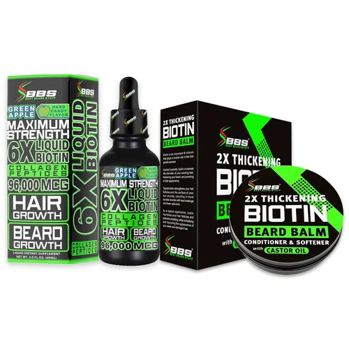 Vista 9 de Bálsamo de biotina para barba y bigote 2 veces más espesante, acondicionador vegano sin enjuague, suavizante natural, hidratante con aceite