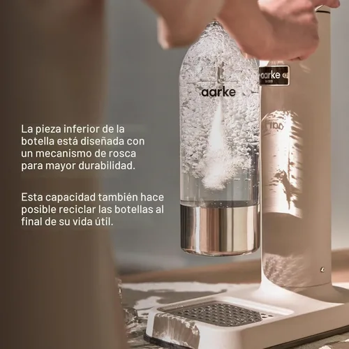 Vista 3 de Aarke Botella reutilizable de acero inoxidable PET extra para carbonatador l, ll, y 3, sin BPA y no tóxico, 1L/34 fl oz