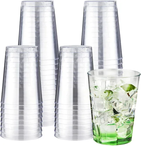 Vista 20 de RACETOP Vasos de plástico desechables transparentes de 9 onzas, paquete de 50 vasos de plástico transparente, vasos de fiesta resistentes, vasos