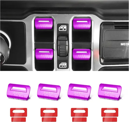 Vista 10 de DIAMOOKY 4 piezas de cubiertas de botón de interruptor de ventana de metal mejoradas compatibles con Jeep Wrangler JL JLU 2018-2026 y Gladiator JT
