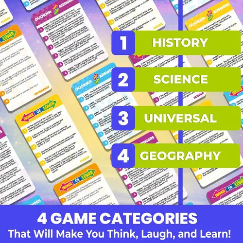 Vista 3 de QUOKKA Juegos de mesa de trivia para niños y adultos V2.0 - Juego de cartas de mesa para noche familiar 4xSet para adivinar preguntas divertidas