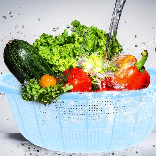 Vista 2 de BESPORTBLE Juego de 4 cestas de lavado de arroz de plástico y colador, colador multifuncional para verduras, frutas, pasta y preparación de masa