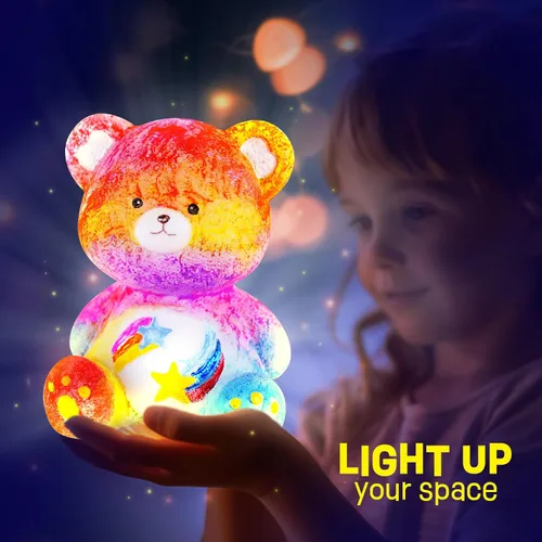 Vista 5 de Kit de lámpara para pintar tu propio oso, suministros de arte, kit de pintura de oso para niños de 6 a 12 años, artes y manualidades para niños de 8