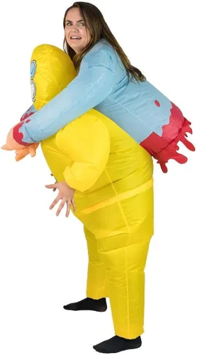 Vista 6 de Disfraz inflable de zombi de peligro amarillo para adultos (talla única)