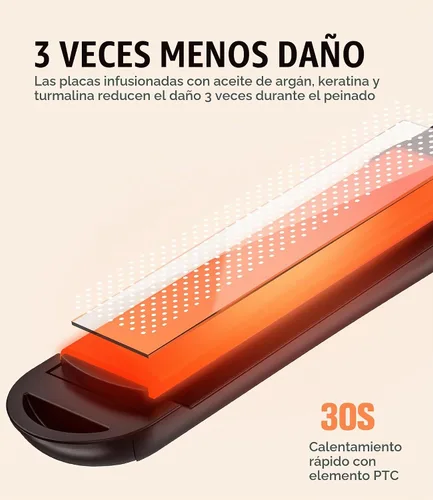 Vista 6 de Terviiix Mini plancha plana, plancha de pelo de 1/2 pulgada para hombres, naranja