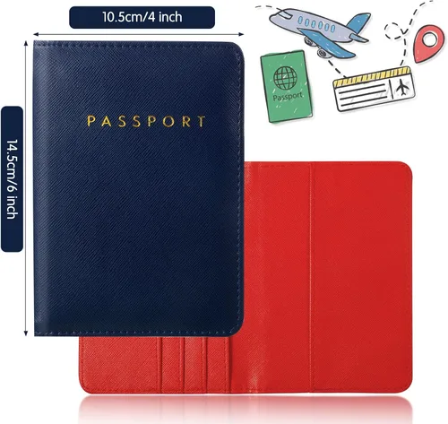 Vista 2 de Frienda 2 piezas de fundas de pasaporte nupcial titular cartera de viaje para pasaporte