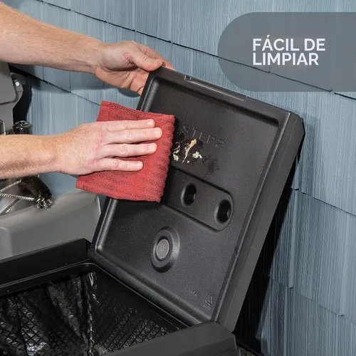 Vista 6 de Step2 Lakewood - Contenedor de basura – Cedro oscuro – Contenedor de basura para interiores y exteriores – Recipiente de basura de gran capacidad