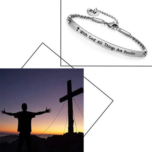 Vista 7 de MYOSPARK Joyería religiosa Mateo 19:26 "Con Dios todas las cosas son posibles Bracelet