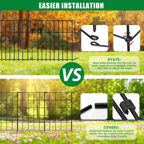 Vista 5 de Cerca de jardín de 14 pies (L) x 20 pulgadas (H), barrera para animales, cercado, paquete de 10, alambre de metal a prueba de óxido, bloqueador
