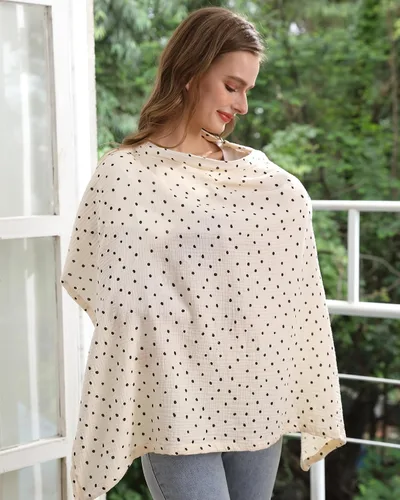 Vista 2 de Funda de lactancia para bebé con aro rígido, transpirable y suave 100% muselina de algodón, delantal para lactancia y extracción de leche del bebé