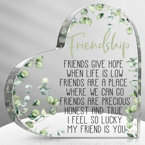 Vista 14 de Spiareal Regalo para Amiga Amistad Mujeres Amiga Amistad Cumpleaños Regalo de Ánimo Corazón de Acrílico Mariposa Recuerdo Pisapapeles para Casa