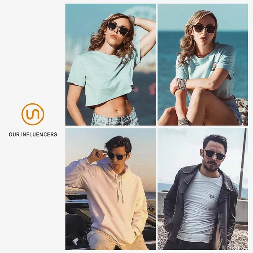 Vista 2 de SUNGAIT Gafas de sol retro clásicas de medio marco con lente polarizada