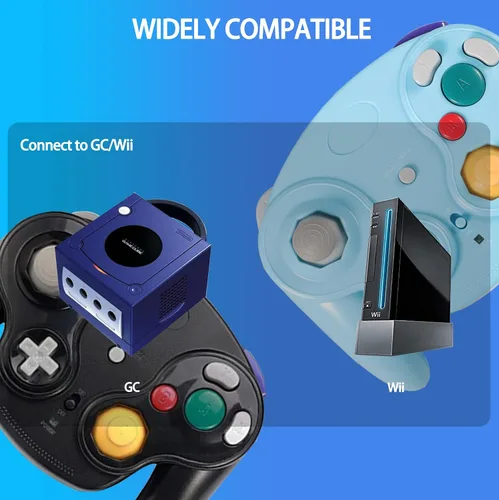 Vista 5 de PGYFDAL Wireless Game Cube Controller, 2 Pieces 2.4G Wireless Classic Gamepad with Receiver Adapter for Wii Game Cube NGC GC (Black and Blue)