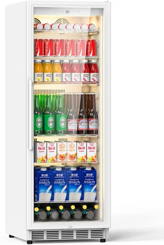Vista 26 de Velivi Mini refrigerador con puerta de cristal, nevera pequeña, escritorio, enfriador de bebidas con cerradura para bebidas de cerveza, 1.4 pies