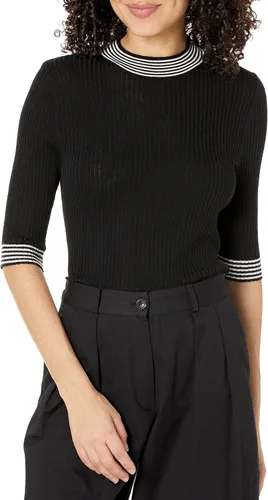 Vista 4 de The Drop Winona Suéter acanalado con cuello alto a rayas para mujer