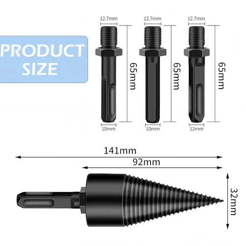 Vista 2 de Juego de brocas para leña, broca divisora de madera mejorada, resistente y desmontable, broca eléctrica separadora de madera, broca de fácil