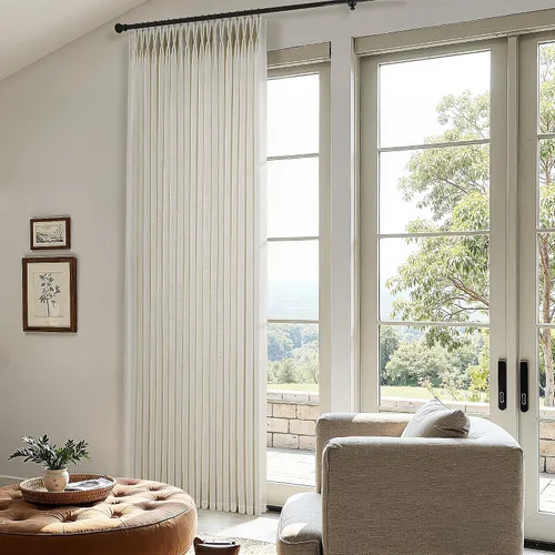 Vista 24 de Cortinas de lino plisadas Blanco crema