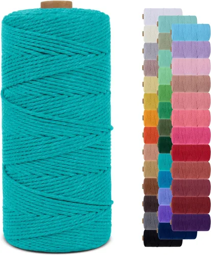 Vista 113 de Cordón de macramé de 0.079 pulgadas, cuerda de algodón natural de 109 yardas, hilo de cuerda de macramé para manualidades, ganchos de pared