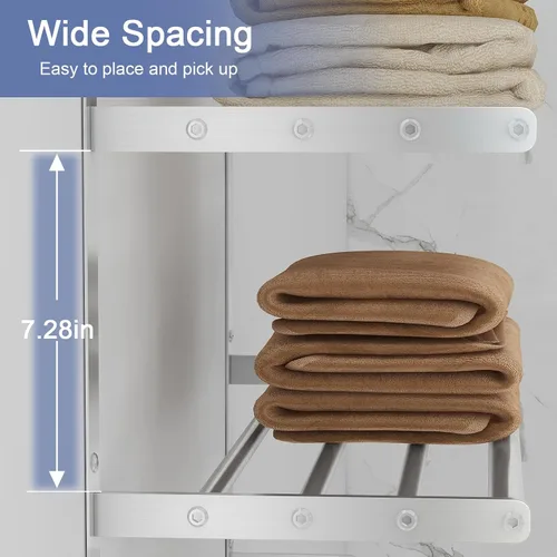 Vista 3 de BETHOM Toallero para baño montado en la pared, toallero de 3 niveles estilo hotel con toalleros, toalleros de níquel cepillado para baño lavabo, 16