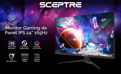 Vista 6 de Sceptre Monitor para juegos IPS de 24 pulgadas, 165 Hz, 144 Hz, Full HD (1920 x 1080), FreeSync Eye Care FPS RTS DisplayPort HDMI Altavoces