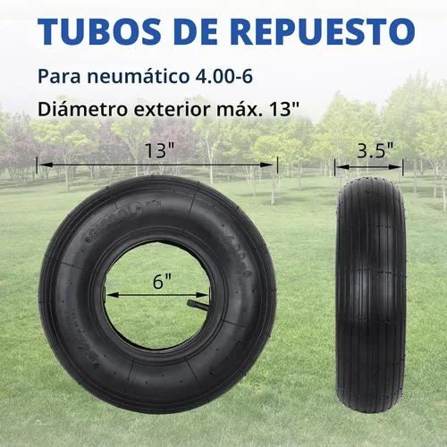 Vista 2 de GICOOL Juego de Neumático de Reemplazo 4.00-6 y Cámara de Aire, 2 Unidades, Neumático y Rueda de 13" de Alta Resistencia, Vástago de Válvula Recta