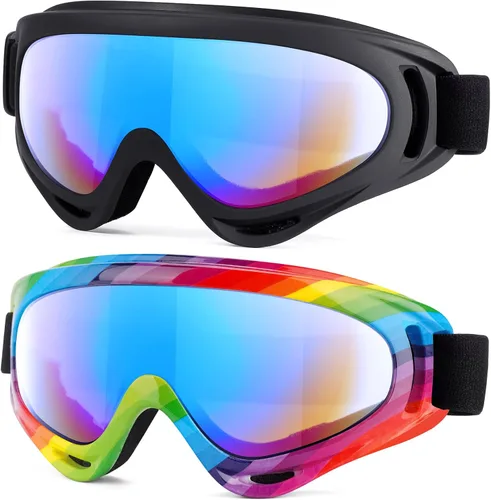 Vista 8 de MAMBAOUT Paquete de 2 gafas de esquí de nieve, gafas de snowboard para hombres, mujeres, jóvenes, niños, niños o niñas