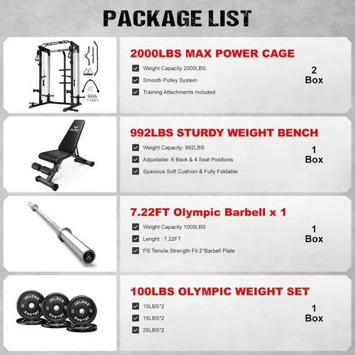Vista 2 de C21 Power Cage 2000LBS Multi-Function Power Rack with Independent Dual Pulley System, All-in-One Squat Rack for Cable Crossover, Home Gym Workout