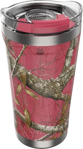 Vista 2 de OtterBox Vaso elevado con tapa cerrada, 20 onzas (RealTree Flamingo Pink)
