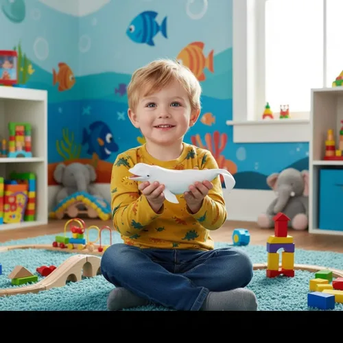 Vista 2 de Figura de ballena Beluga realista sólida, criatura marina del océano blanco, juguete educativo de aprendizaje para niños y niños pequeños 01 Beluga