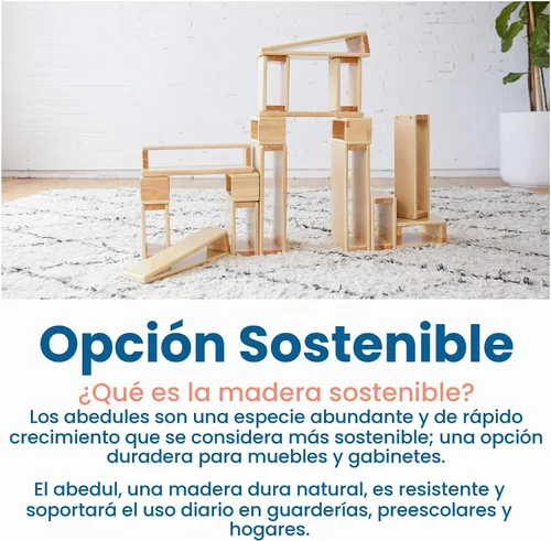 Vista 6 de ECR4Kids Juego de bloques de construcción de madera hueca, 18 piezas