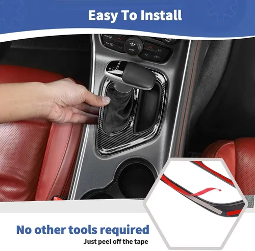 Vista 5 de RT-TCZ Para Challenger Panel de Cambio de Cambios de Fibra de Carbono Cubierta para Dodge Challenger 2015 up Fibra de Carbono Accesorios