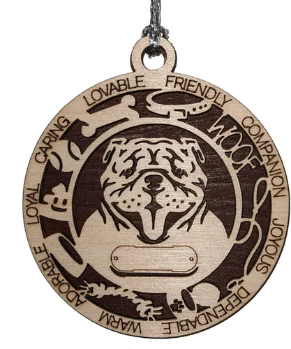 Vista 92 de Adorno de Navidad personalizado para perro Cavalier King Charles Spaniel, redondo de 3 pulgadas, madera cortada con láser de 2 capas, nombre y texto