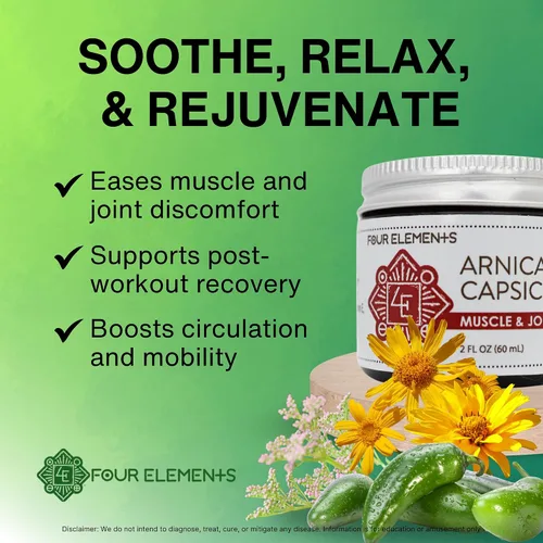 Vista 4 de Four Elements 4E Arnica Capsicum Crema muscular y articular - Hierbas orgánicas - 2 oz