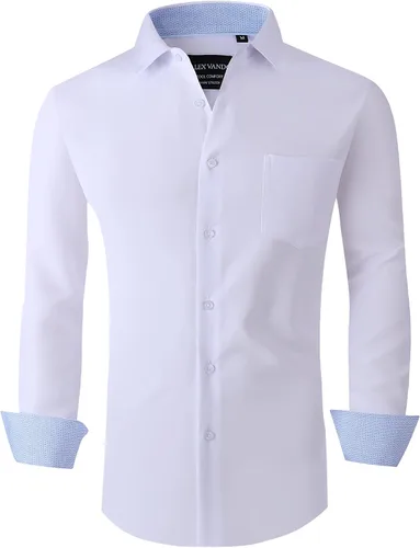 Vista 13 de Alex Vando - Camisa para hombre de manga larga con ajuste regular 06 negro