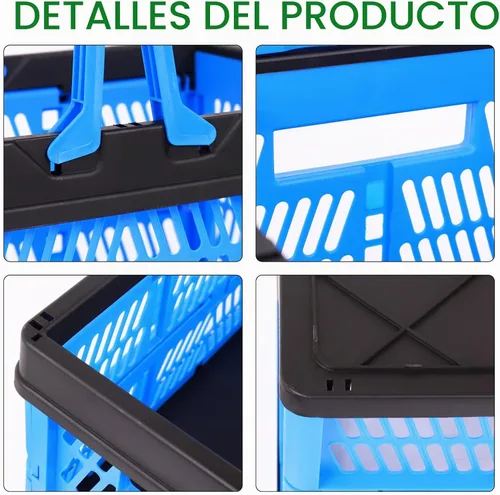 Vista 7 de Paquete de 3 cestas de almacenamiento plegables, cajas de plástico