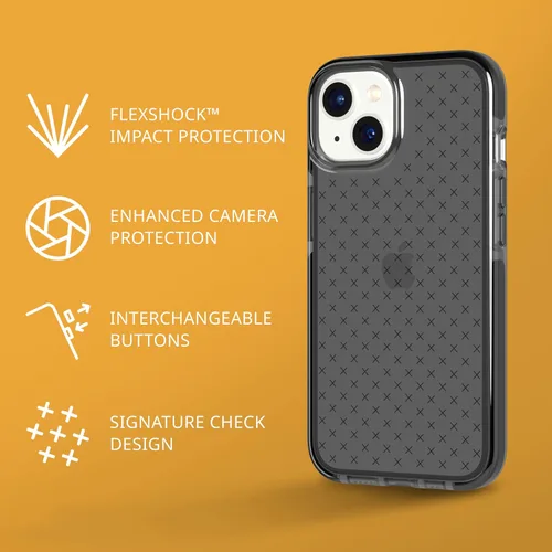 Vista 2 de Tech21 iPhone 14 Evo Check - Funda protectora delgada y absorbente de golpes con protección FlexShock de 16 pies contra caídas múltiples y botones