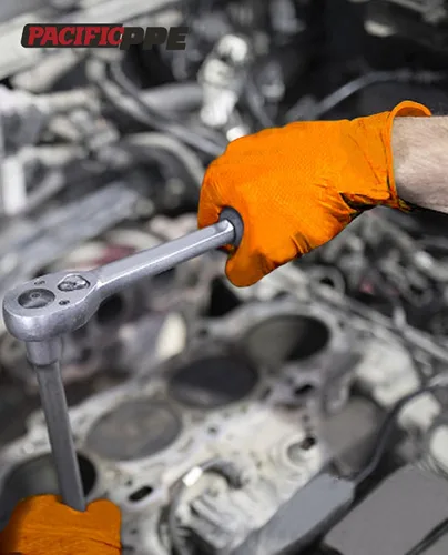 Vista 8 de PACIFIC PPE - Guantes de nitrilo naranja de 8 mil, desechables industriales