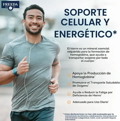 Vista 3 de FREEDA Suplemento de hierro suave de 29 mg, apto para el estómago, 250