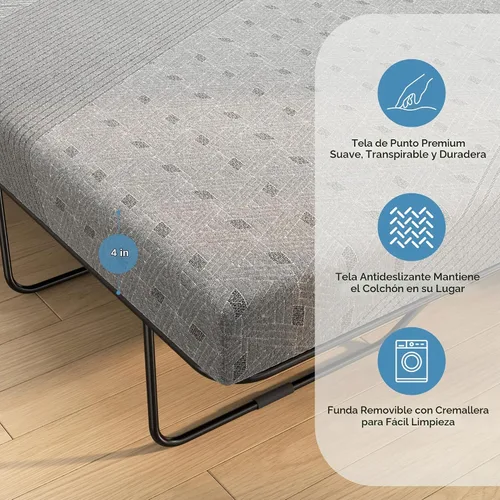 Vista 6 de Colchón de 4 pulgadas para sofá cama, colchón de espuma viscoelástica de gel de tamaño matrimonial para sofá, sofá extraíble, cama de invitados gris