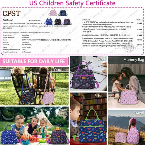 Vista 6 de VX VONXURY - Lonchera para mujeres y niñas, bolsa de almuerzo aislada, bonita bolsa de almuerzo con mariposa morada, contenedor de alimentos