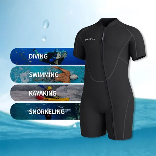 Vista 3 de Seaskin Traje de neopreno corto de 0.118 in de talla grande para hombre y mujer Talla extra grande para hombre