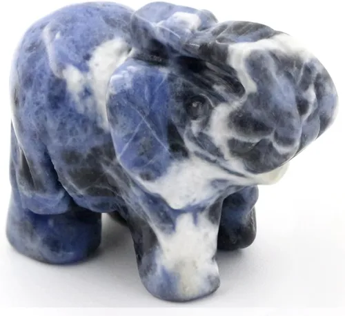 Vista 7 de Estatua de elefante de cristal de piedra de sangre de África, estatua de elefante de bolsillo de 1.5 pulgadas para curación Reiki, regalo